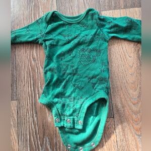 3 Month Carter's Green Train Print Onesie Long Sleeve